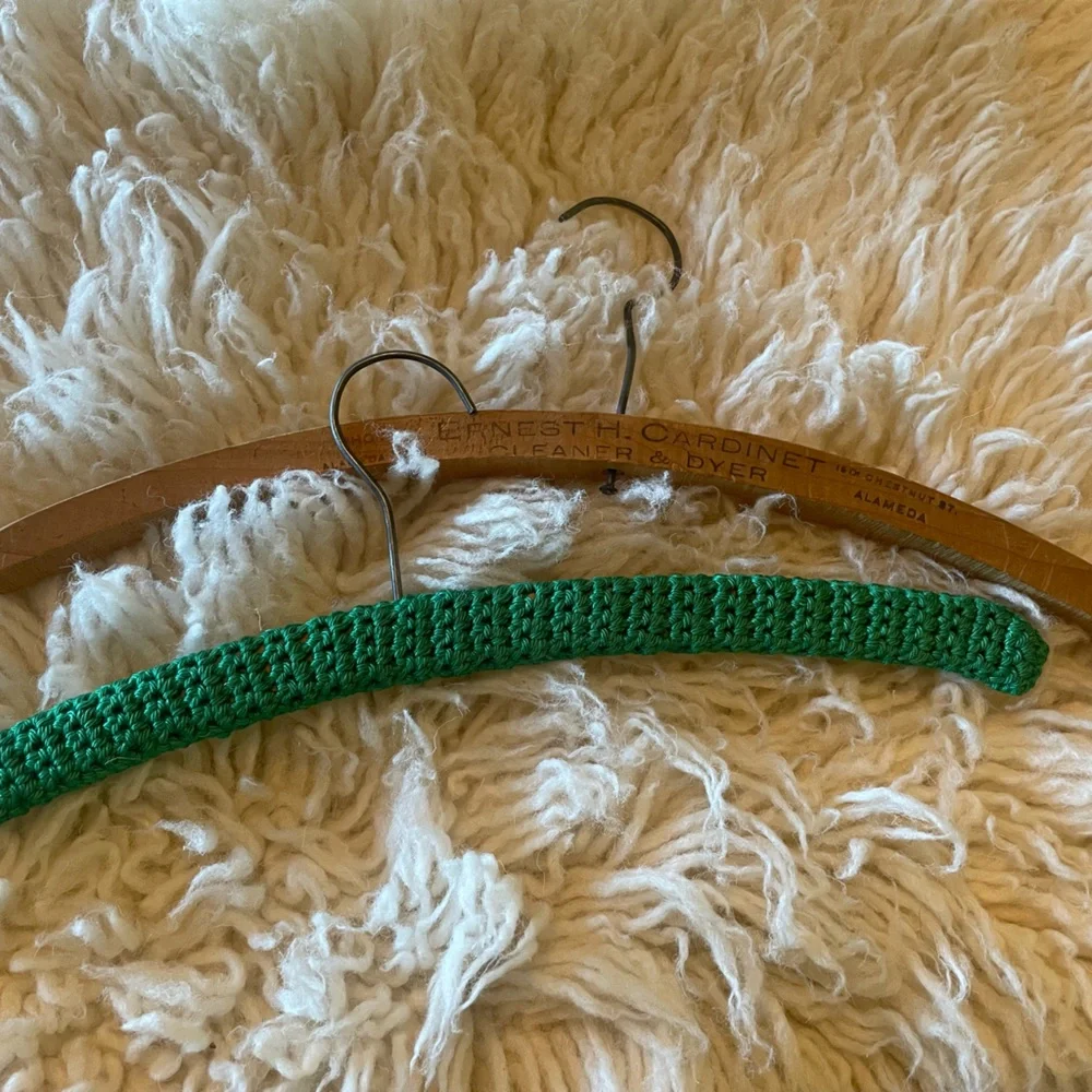Vintage Wooden Advertising and Crochet Hangers